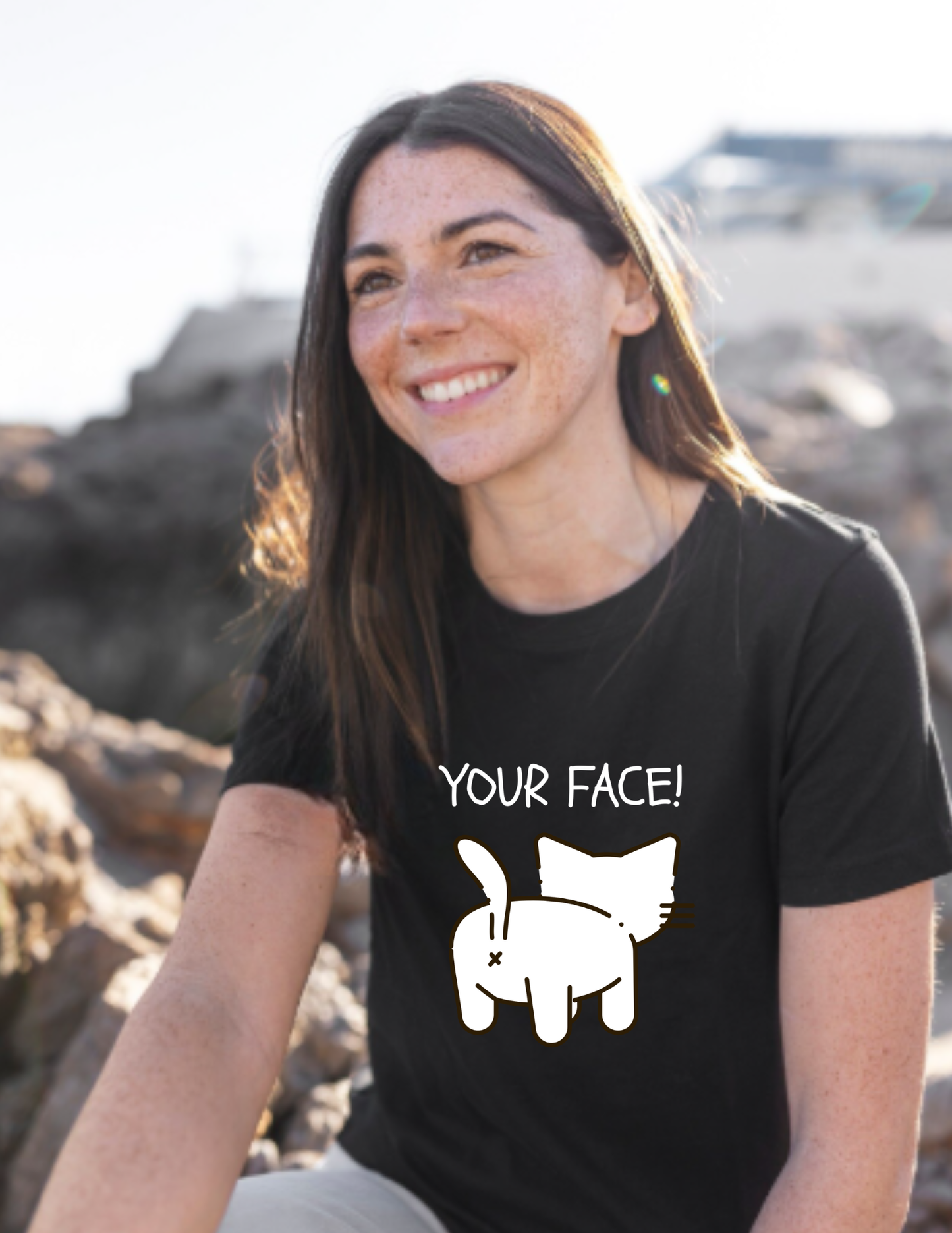 Minimalist 'Your Face' Cat Butt T-Shirt — Funny Cat Lover Tee