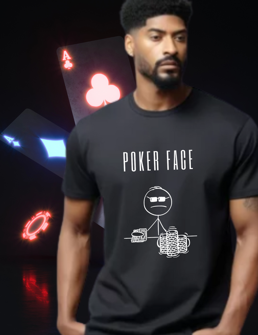 Poker Face T-Shirt — Funny Stick Figure Poker Tee for Players & Fans