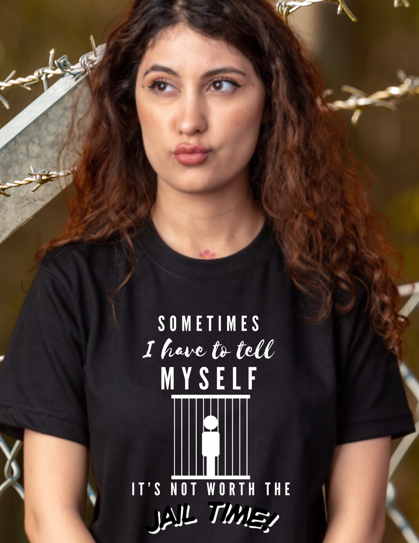 Jail Time! Graphic T-Shirt — Funny Minimal Crewneck Tee