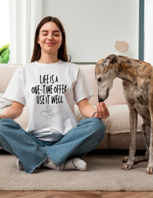 Life Is a One-Time Offer, Use It Well T-Shirt — Inspirational Quote Tee