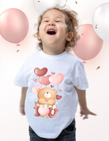 Toddler Tee — Cute Bear with Hearts and "I  Heart U"  T-Shirt