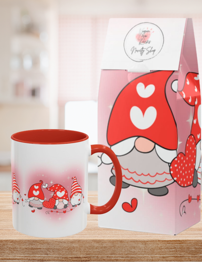 Valentine Gnome Coffee Mug – Cute Heart Gnomes Accent Mug (11/15 oz)