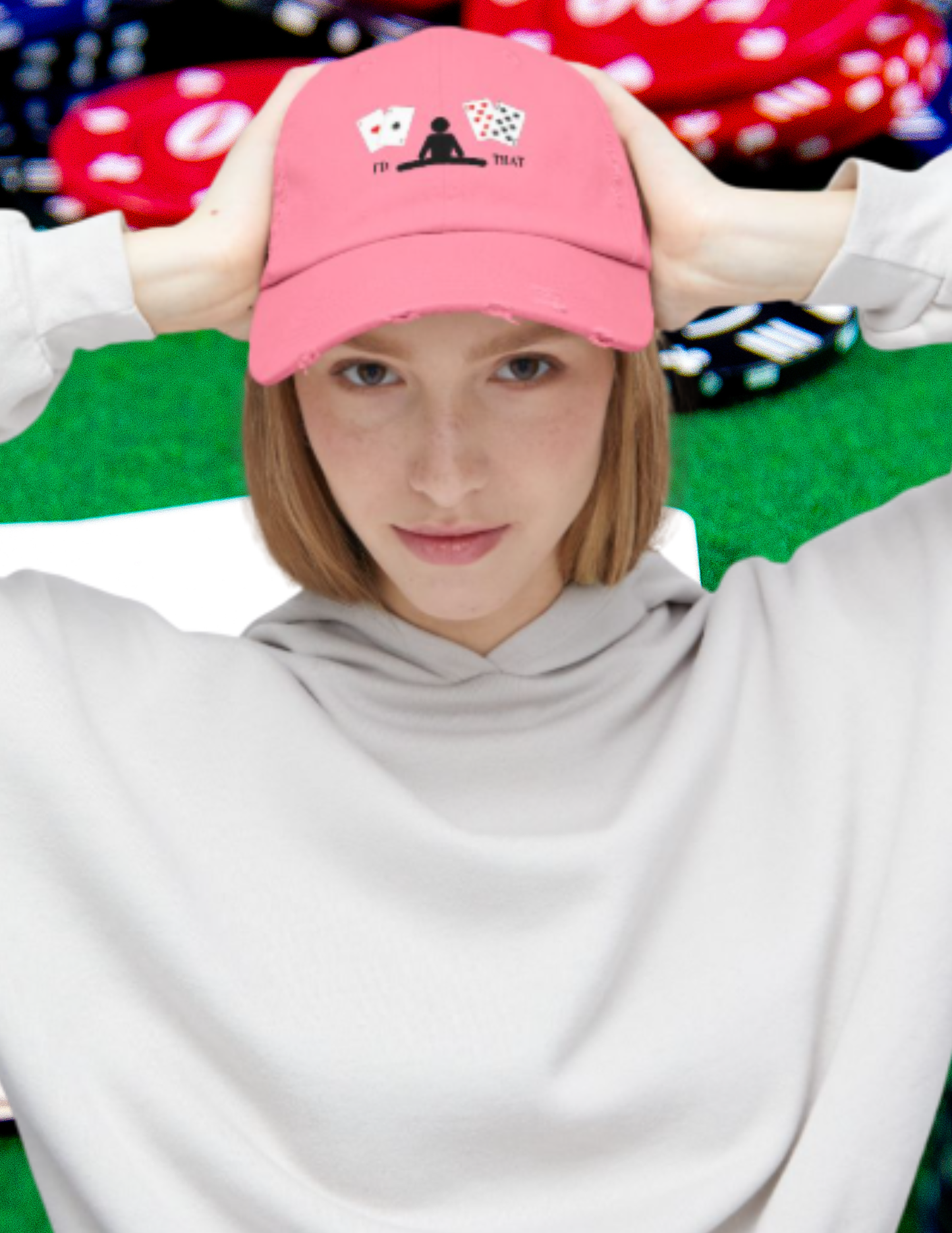 Blackjack Distressed Cap — 'I'd Split That' Card Dealer Graphic Baseball Cap