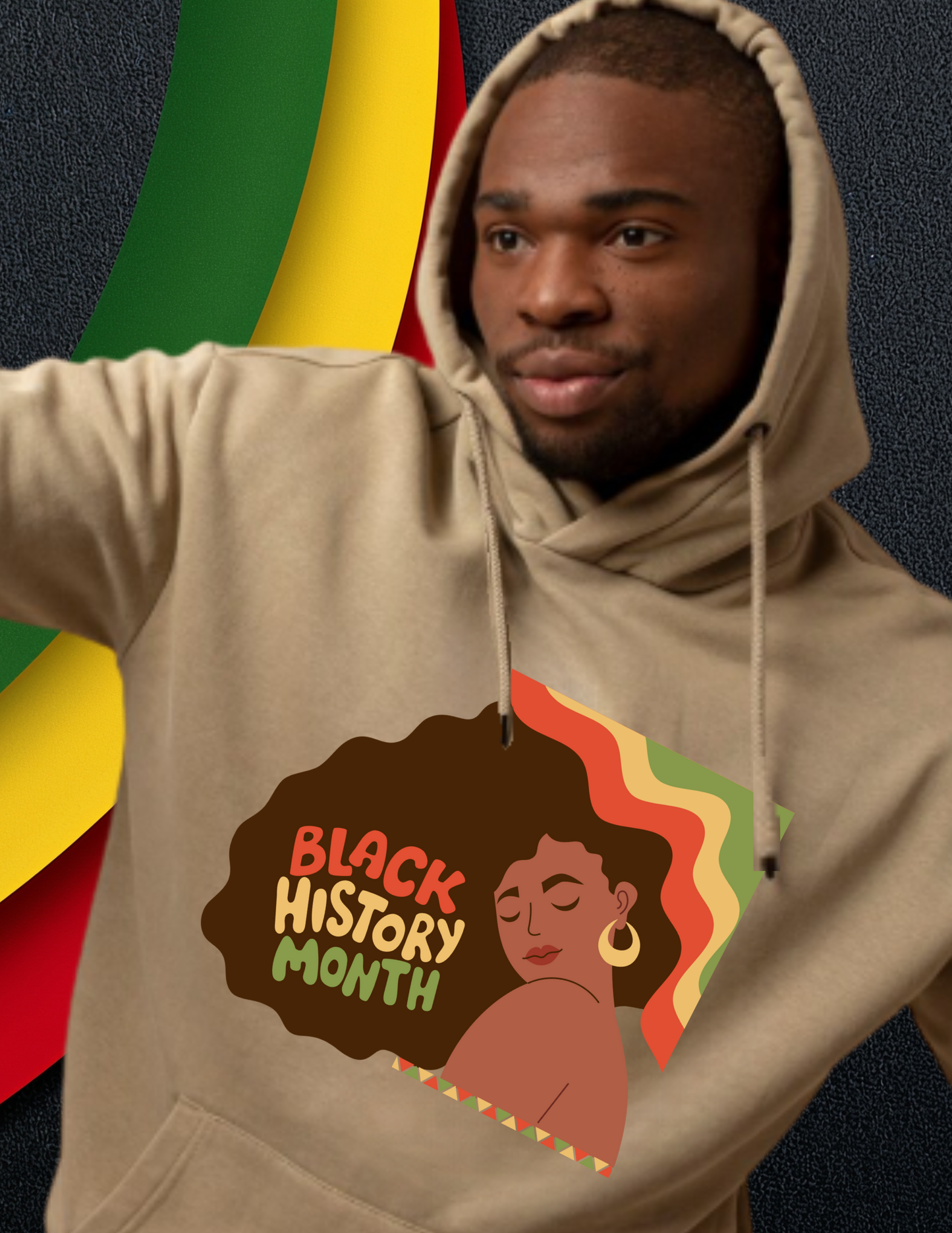 Black History Month Hoodie — Retro Afro Woman Graphic "Black History Month"