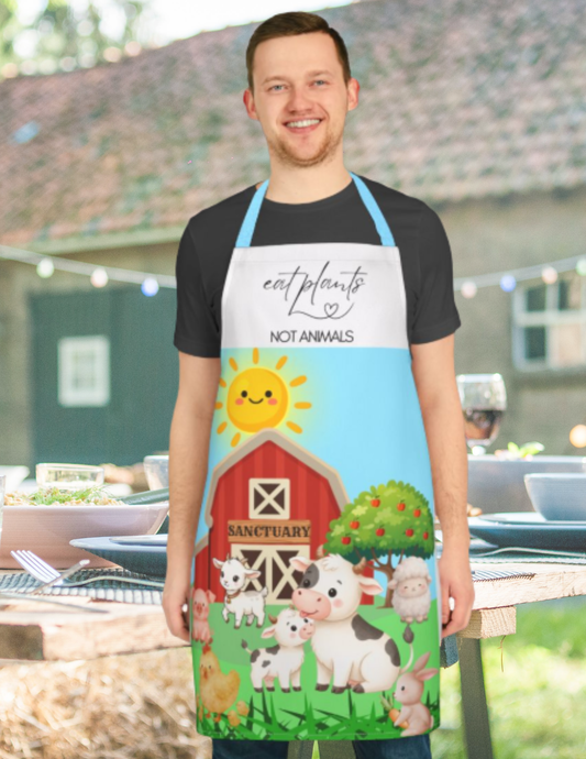 Animal Sanctuary Apron – “Eat Plants Not Animals” Vegan Kitchen Apron