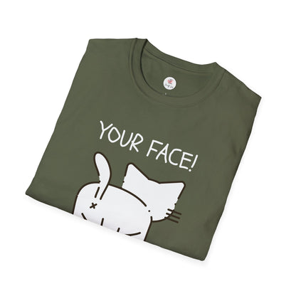 Minimalist 'Your Face' Cat Butt T-Shirt — Funny Cat Lover Tee