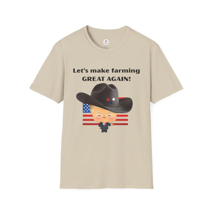 Let's Make Farming Great Again T-Shirt — Patriotic Cowboy Trump Farming Tee