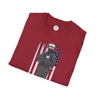 ICE Riot Gear T-Shirt — American Flag Tactical Design