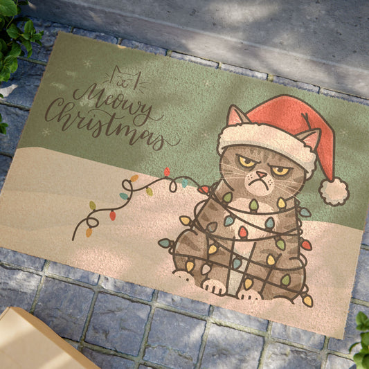 Grumpy Cat 'Meowy Christmas' Doormat — Holiday Welcome Mat