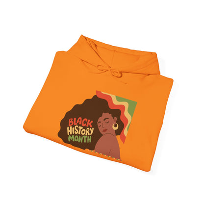 Black History Month Hoodie — Retro Afro Woman Graphic "Black History Month"