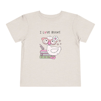 Toddler Tee — Cute Duck "I Love Books" Reading Shirt for Kids