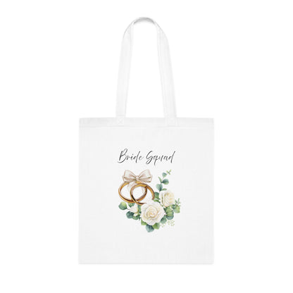 Bridal Squad - Rings & Roses Cotton Wedding Tote Bag