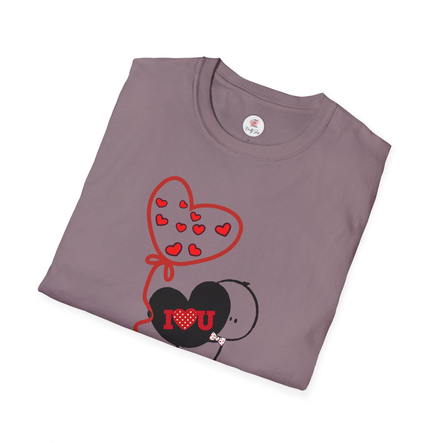 Valentine Heart Balloon T-Shirt — Cute "I Love You" Cartoon Tee
