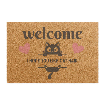Doormat — "Welcome, I Hope You Like Cat Hair" Cute Cat Lover Doormat