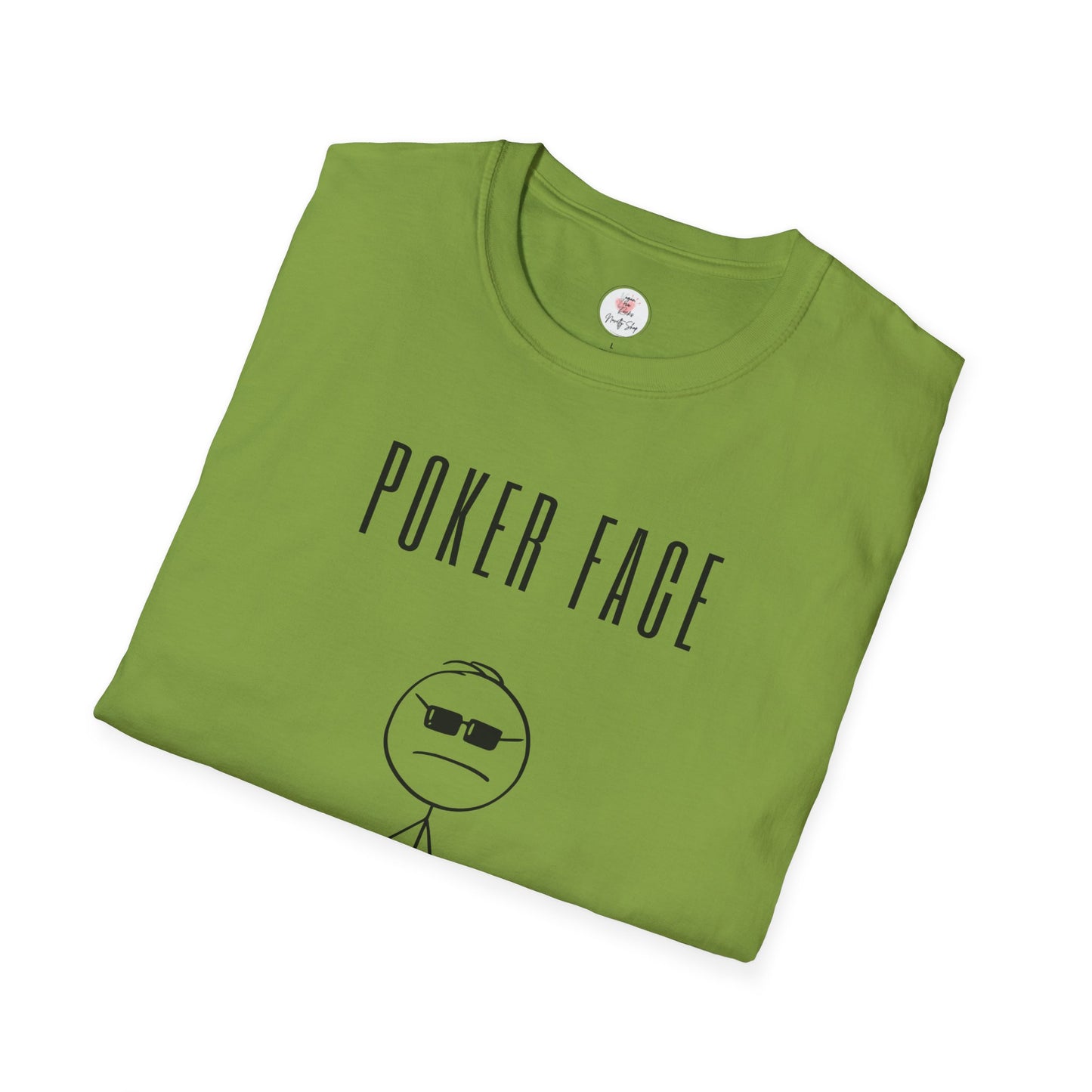 Poker Face T-Shirt — Funny Poker Meme Tee with Stick Figure and Chips