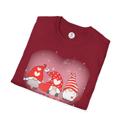 Valentine Gnome Trio T-Shirt — Cute Hearts & Cozy Valentine Gnomes Tee
