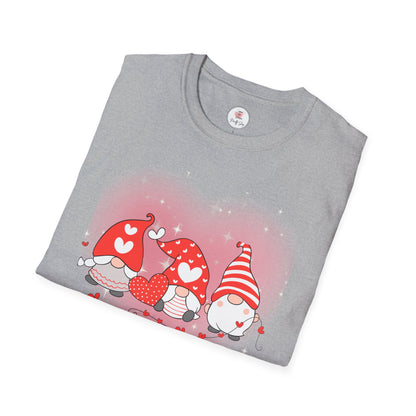 Valentine Gnome Trio T-Shirt — Cute Hearts & Cozy Valentine Gnomes Tee