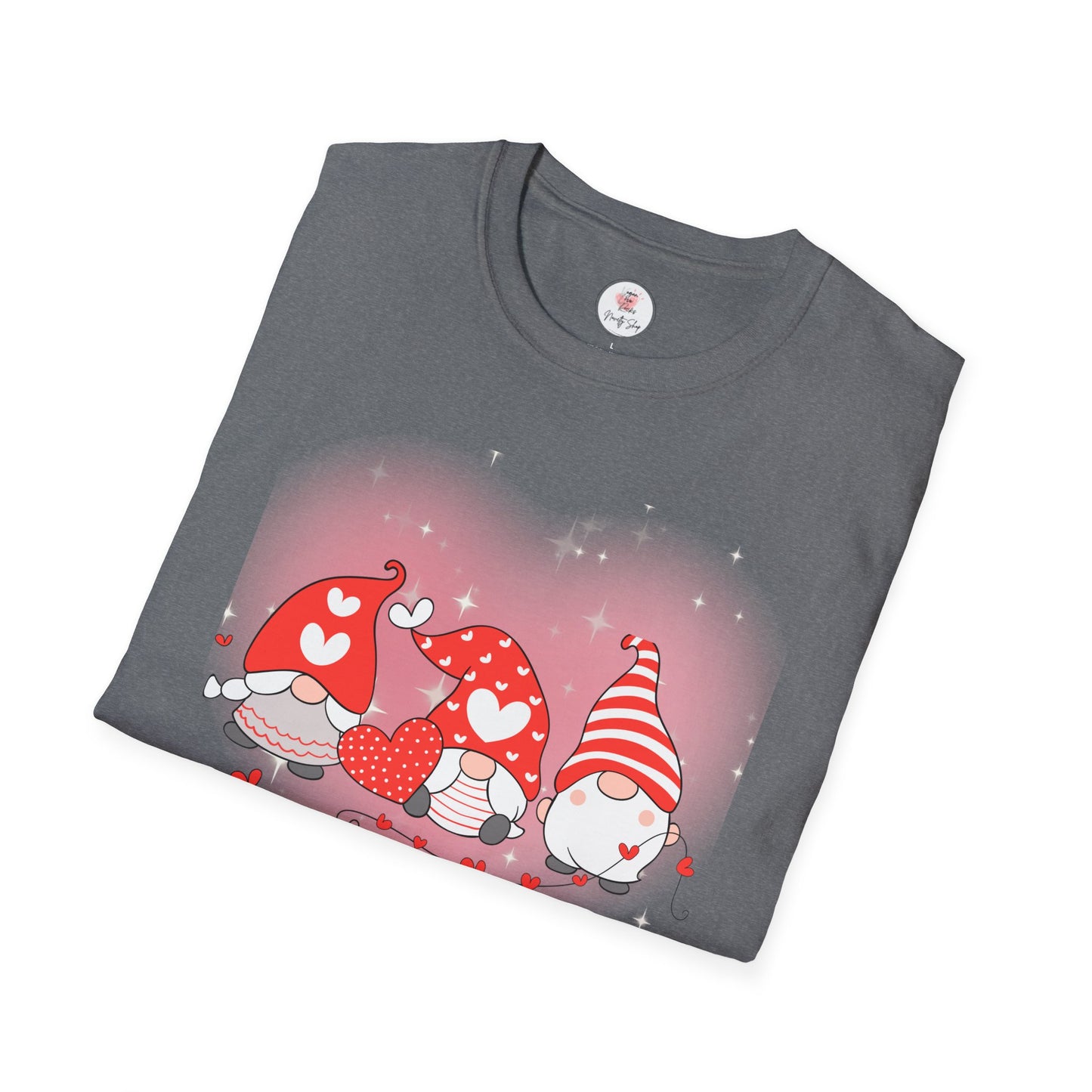 Valentine Gnome Trio T-Shirt — Cute Hearts & Cozy Valentine Gnomes Tee