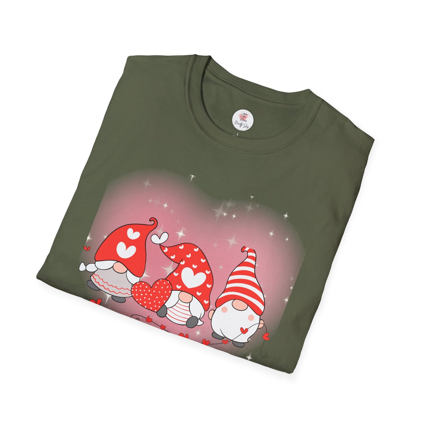Valentine Gnome Trio T-Shirt — Cute Hearts & Cozy Valentine Gnomes Tee