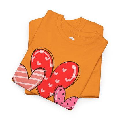 Valentine Heart Trio T-Shirt — Cute Pink & Red Hearts Tee