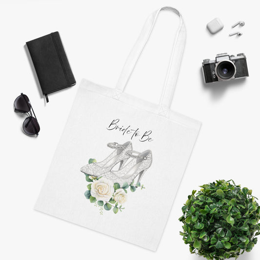 Bride-to-Be - Bridal Shoes & Roses Cotton Wedding Tote Bag