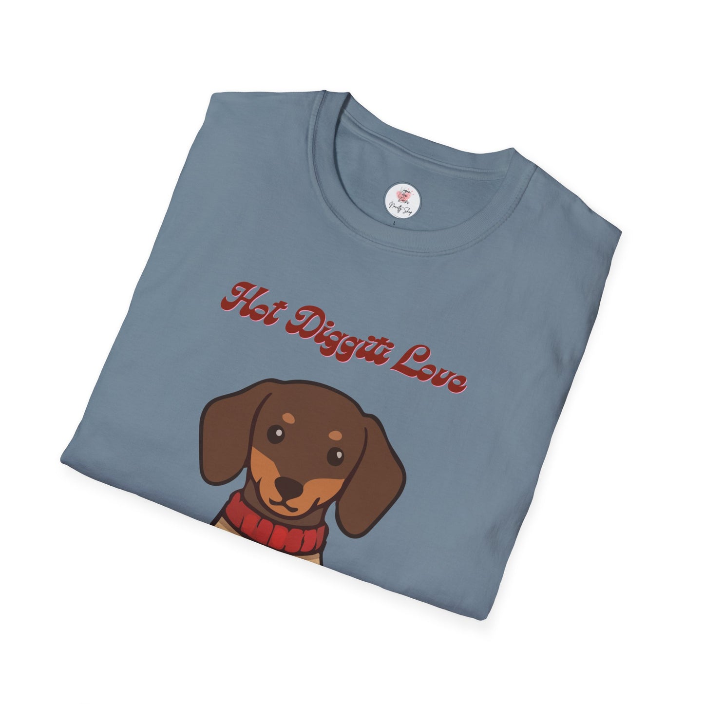 Dachshund Sweater T-Shirt - "Hot Diggiti Love" Cute Wiener Dog Graphic Tee