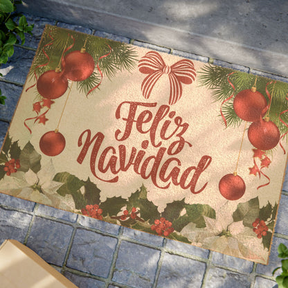 Feliz Navidad Doormat - Festive Spanish Holiday Welcome Mat