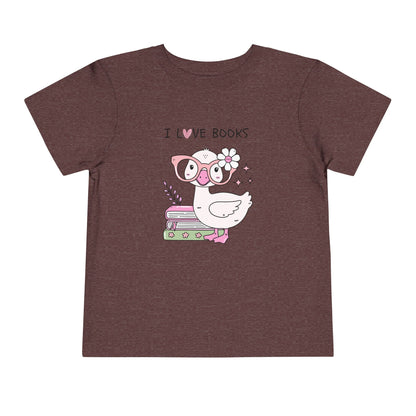 Toddler Tee — Cute Duck "I Love Books" Reading Shirt for Kids