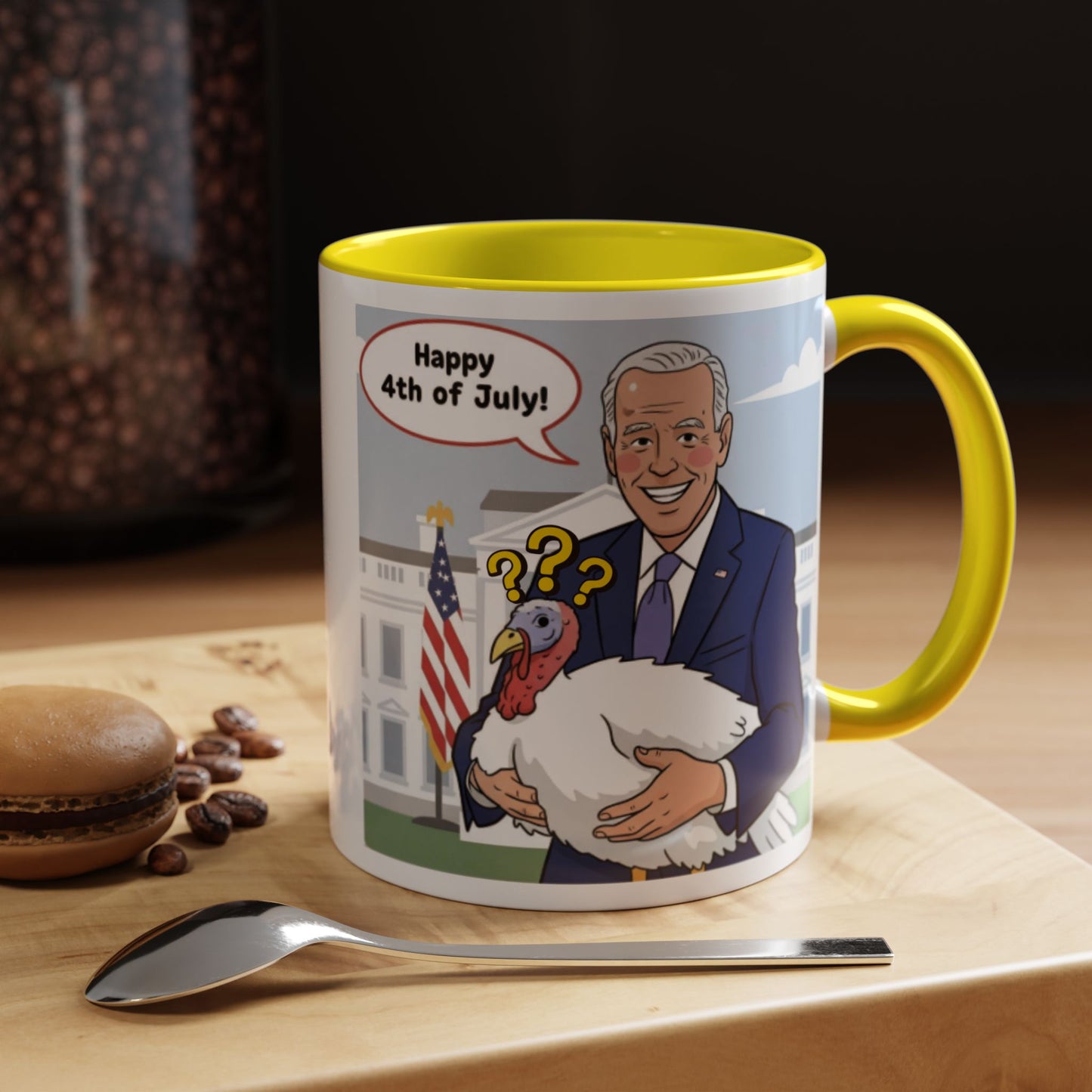 Fourth of July Presidential Turkey Mug - Patriotic Holiday Coffee Cup (11 oz & 15oz)