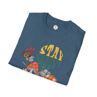 Stay Groovy Floral T-Shirt — 70s Retro Mushroom & Flower Graphic Tee