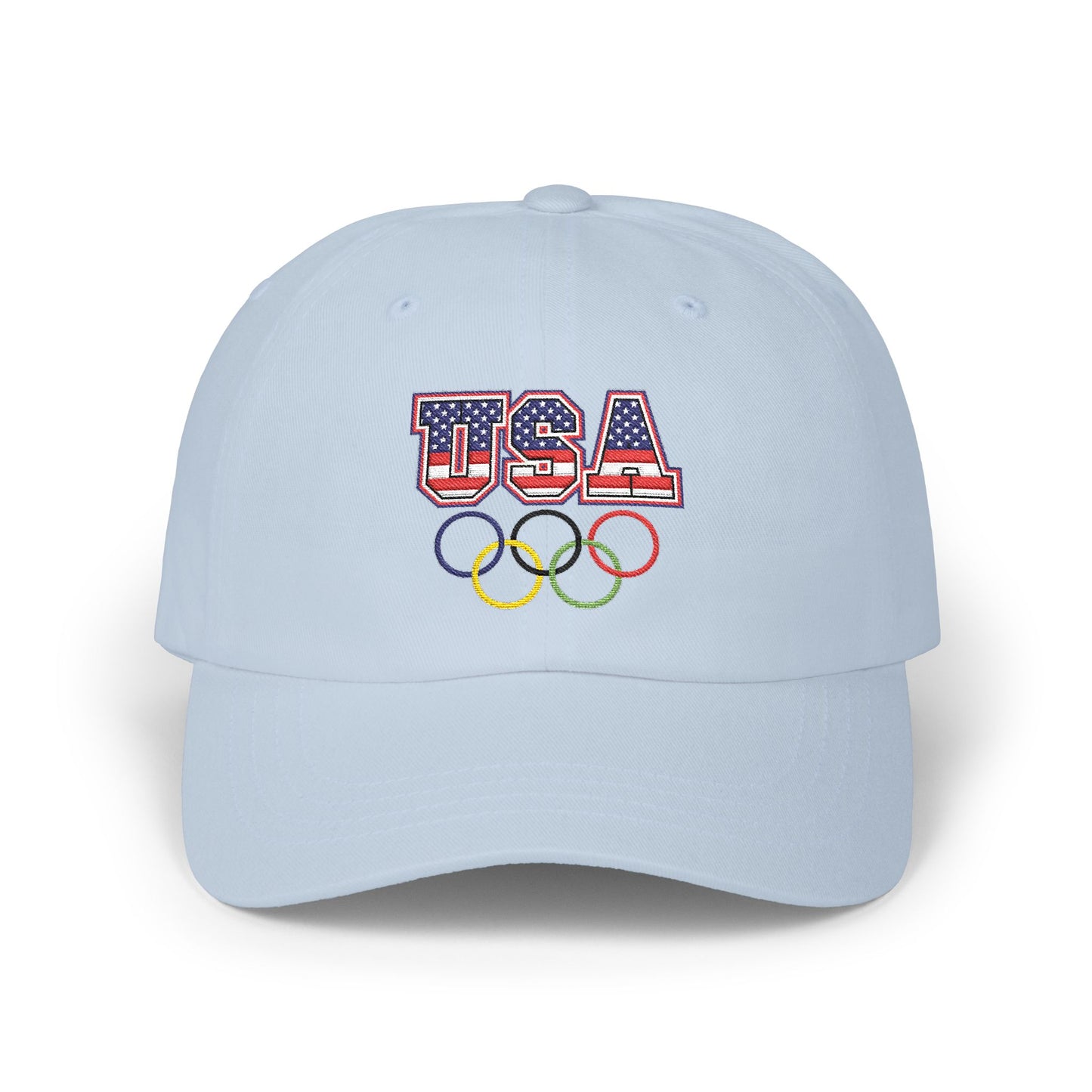 Team USA, and Olympic Rings Embroidered  Dad Cap — Patriotic Sports Baseball Hat