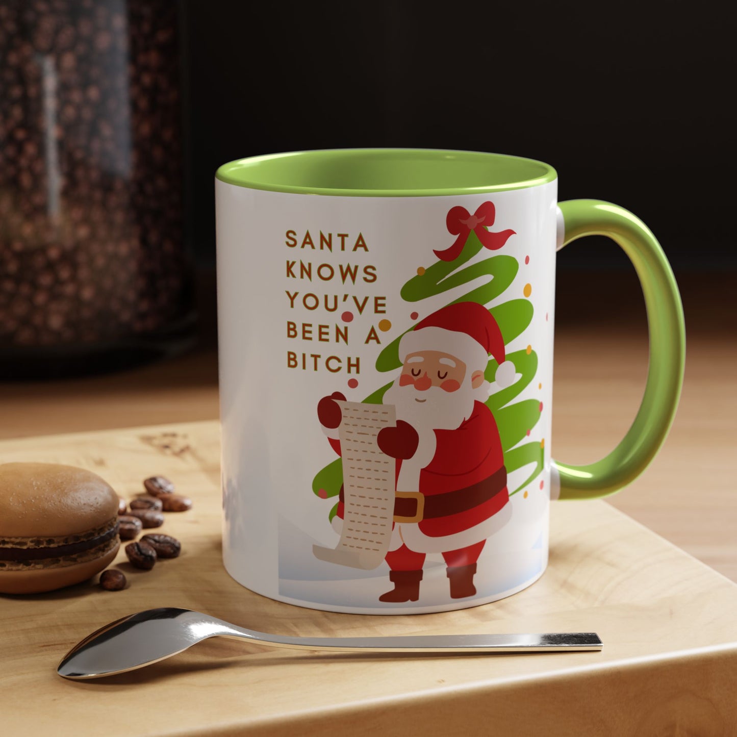 Santa Knows You've Been a Bitch - Funny Christmas Coffee Mug (11/15 oz)