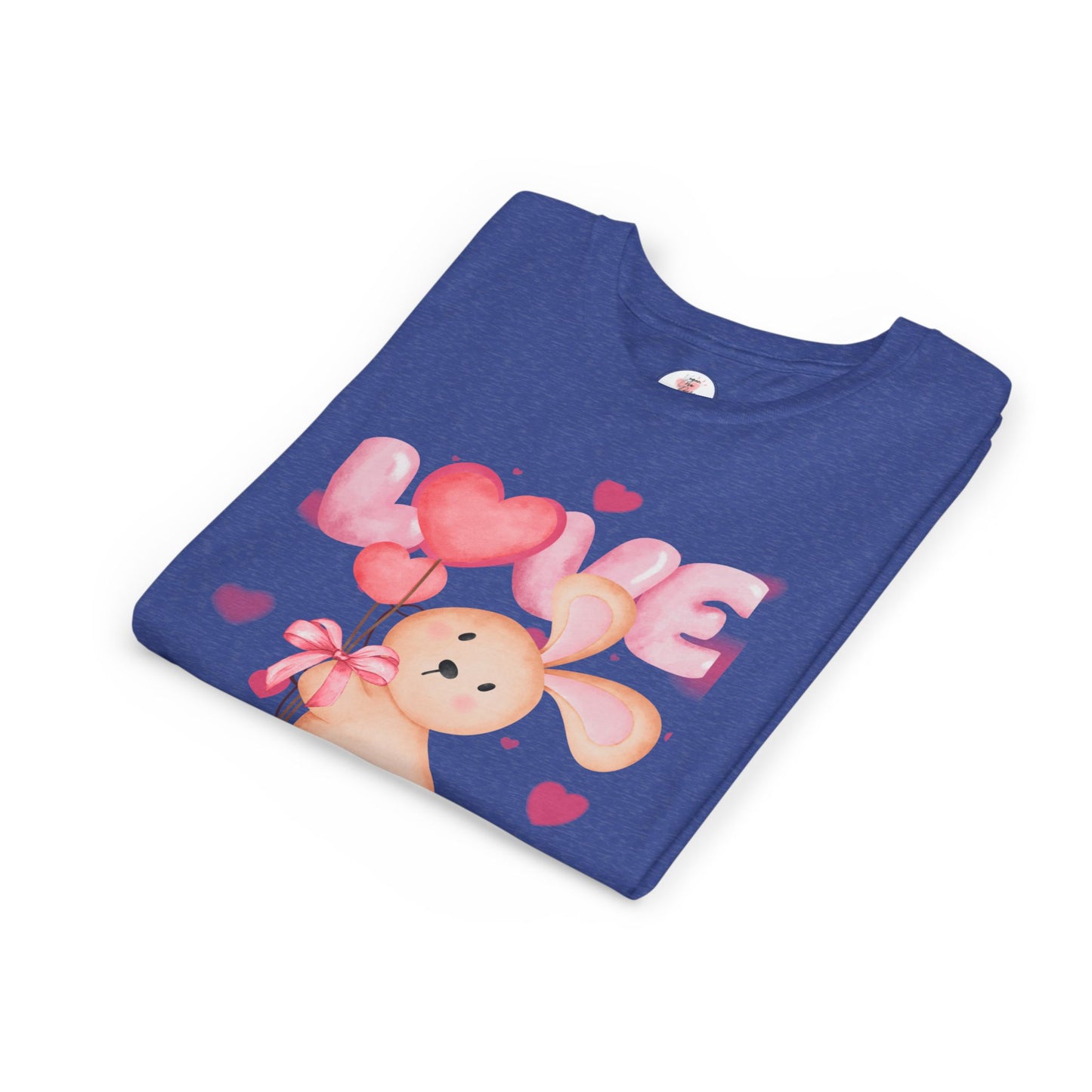 Kids Love Bunny T‑Shirt – Cute Pink Heart Balloons Youth Tee