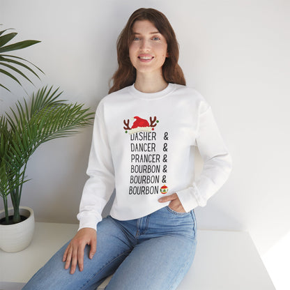 Holiday Reindeer ‘Dasher & Dancer & Prancer & Bourbon & Bourbon & Bourbon’ Christmas Sweatshirt