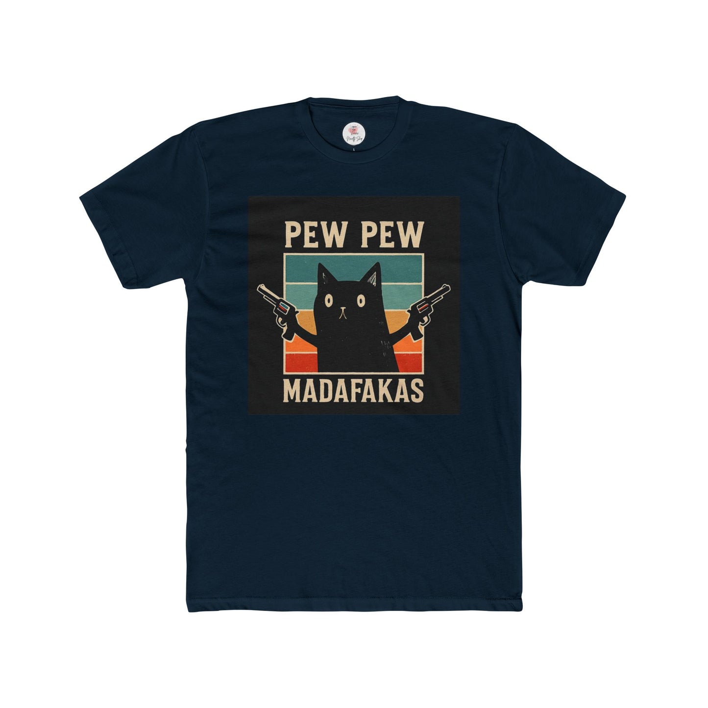 Funny Cat Pew Pew Madafakas Crew Neck T-Shirt