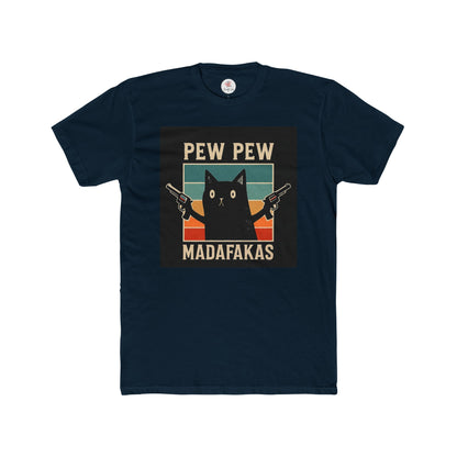 Funny Cat Pew Pew Madafakas Crew Neck T-Shirt