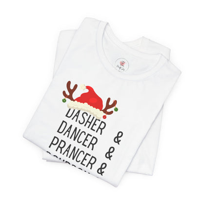 Christmas Reindeer Tee — "Dasher & Dancer & Prancer & Bourbon & Bourbon & Bourbon" Holiday Shirt