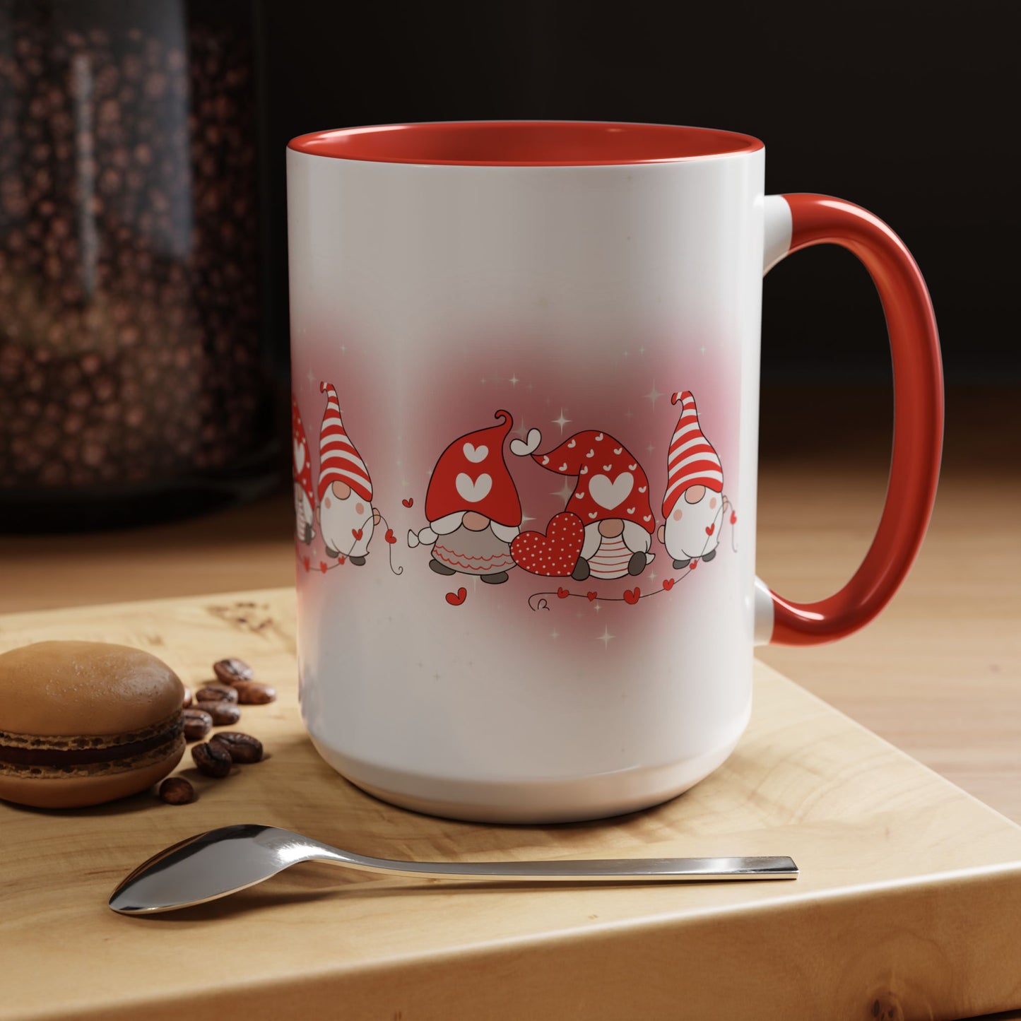 Valentine Gnome Coffee Mug – Cute Heart Gnomes Accent Mug (11/15 oz)