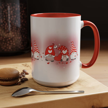 Valentine Gnome Coffee Mug – Cute Heart Gnomes Accent Mug (11/15 oz)