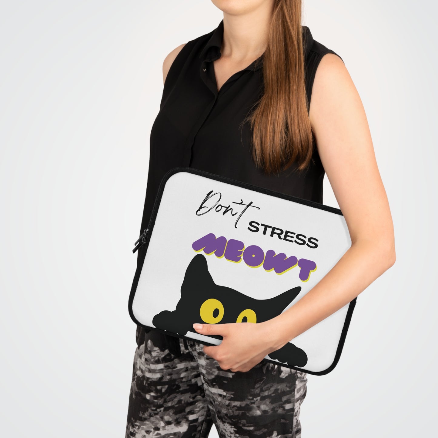 Don’t Stress Meowt Laptop Sleeve — Cute Cat Quote Protective Case