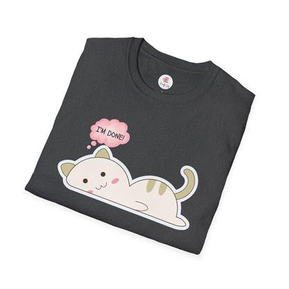 Cute Kawaii Cat T-Shirt – "I'm Done" Lazy Cat Graphic Tee