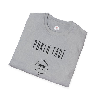 Poker Face T-Shirt — Funny Poker Meme Tee with Stick Figure and Chips