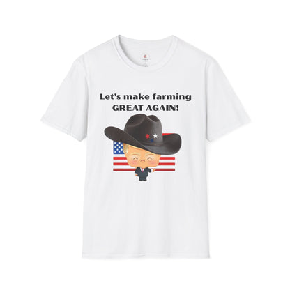 Let's Make Farming Great Again T-Shirt — Patriotic Cowboy Trump Farming Tee