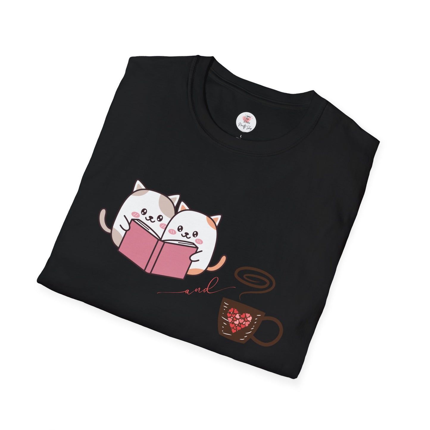 Cute Cats, Books, and Coffee T-Shirt