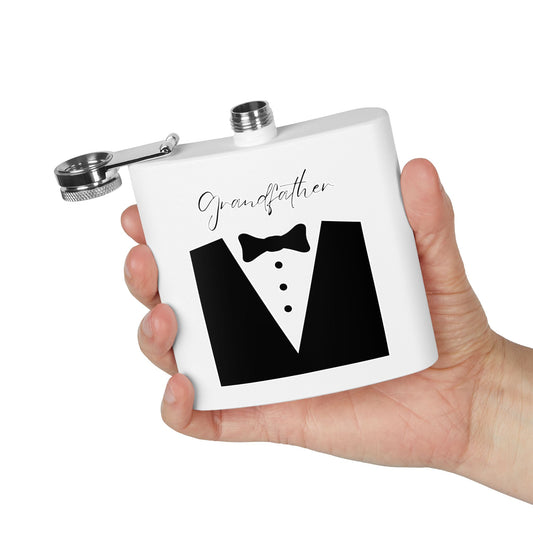 Grandfather Tuxedo Stainless Steel Flask – 6-oz Groomsmen Gift