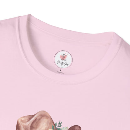 Cowgirl Boots & Hat T-Shirt — Blue Floral Western Graphic Tee