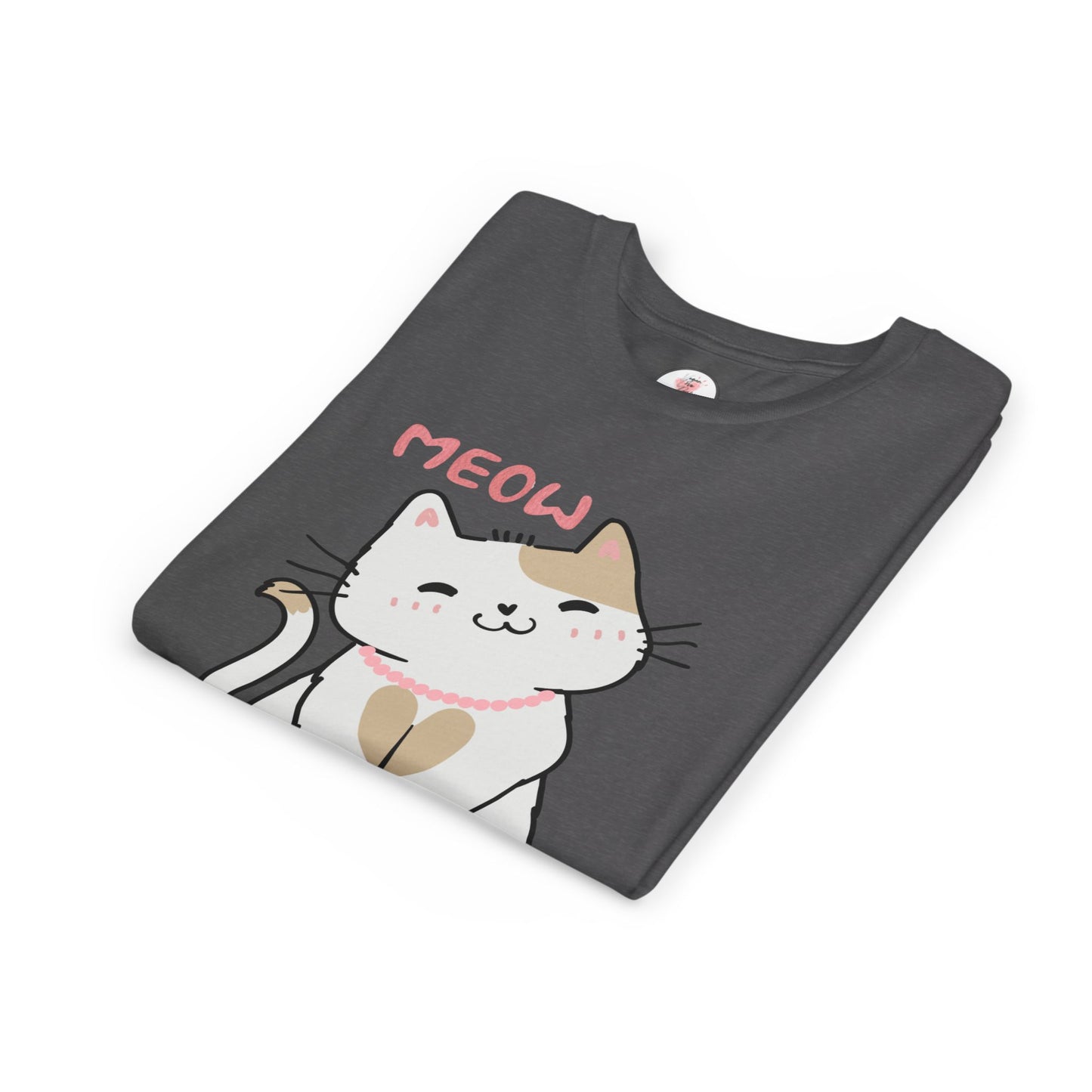 Cute 'Meow' Kitten Youth Tee - Adorable Cat Graphic