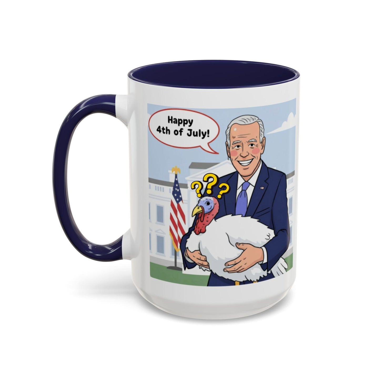 Fourth of July Presidential Turkey Mug - Patriotic Holiday Coffee Cup (11 oz & 15oz)