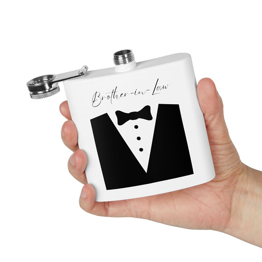 Brother-in-Law Tuxedo Flask – 6oz Stainless Steel Groomsmen Gift