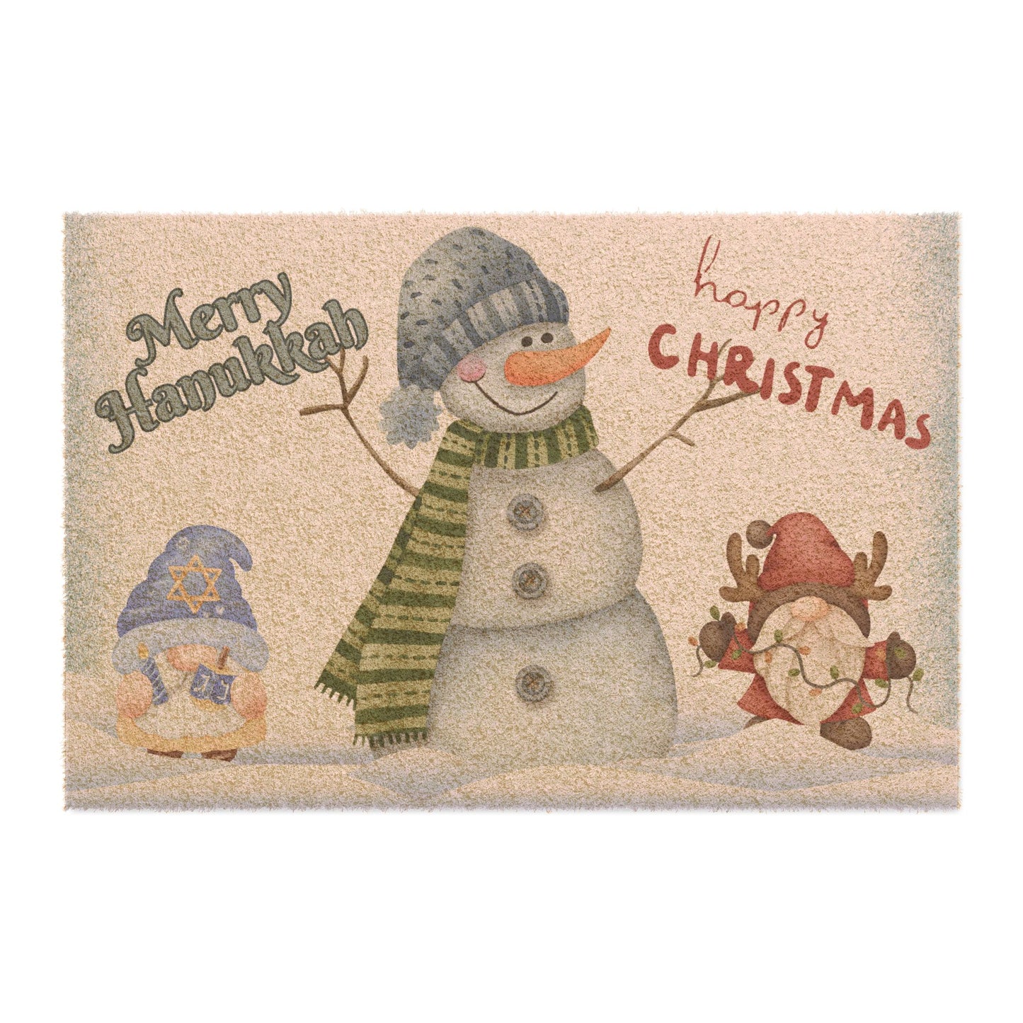 Holiday Snowman Doormat - 'Happy Christmas' & 'Merry Hanukkah' Festive Welcome Mat